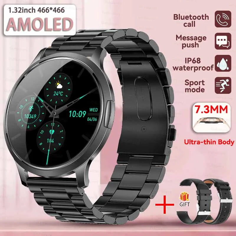 New Smart Watch Women 1.32"Ultra-thin AMOLED HD Screen Sport Fitness Bracelet Custom Watch Face Bluetooth Call Luxury Smartwatch