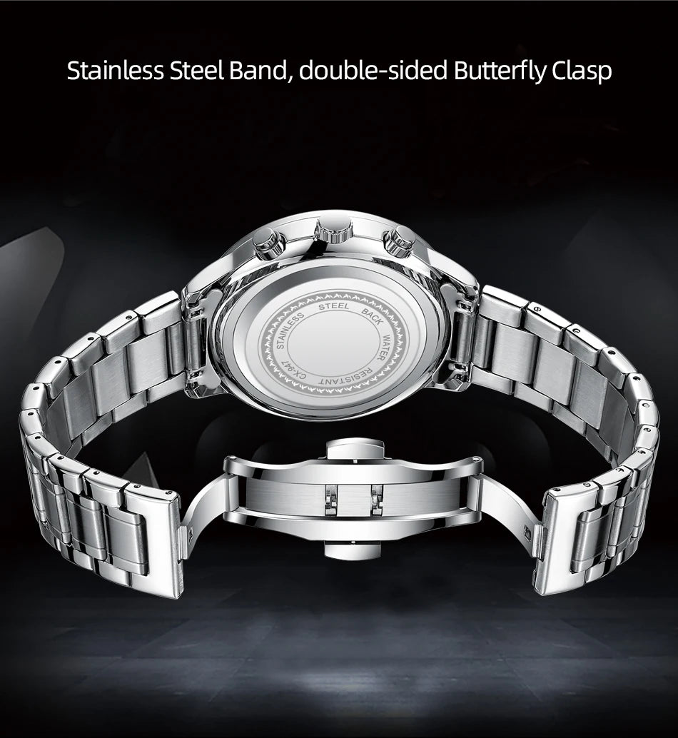 Brand CHENXI Watch Men Chronograph Clock Leather Casual High Quality Quartz Watches For Men Wrist Waterproof Sports Male Clock