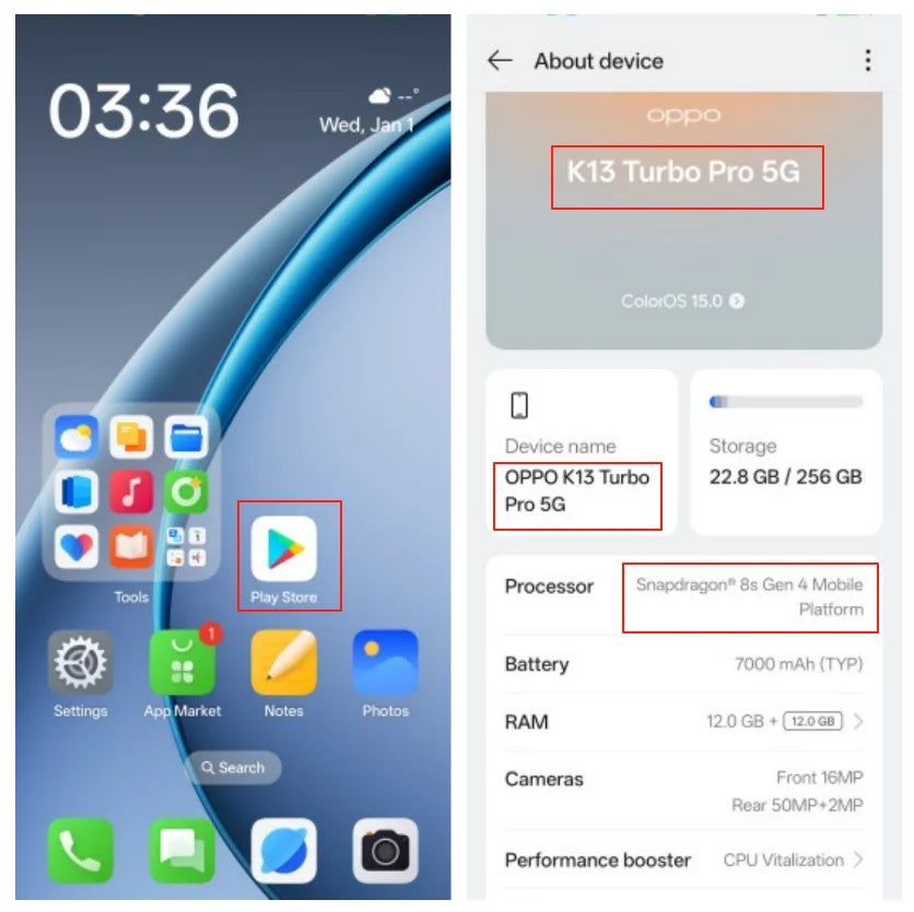 OPPO K13 Turbo Pro 5G Snapdragon 8s Gen4  6.8" AMOLED 120Hz 7000mAh Battery 80W SuperVOOC 50MP Camera NFC OTA  Turbo ColorOS 15