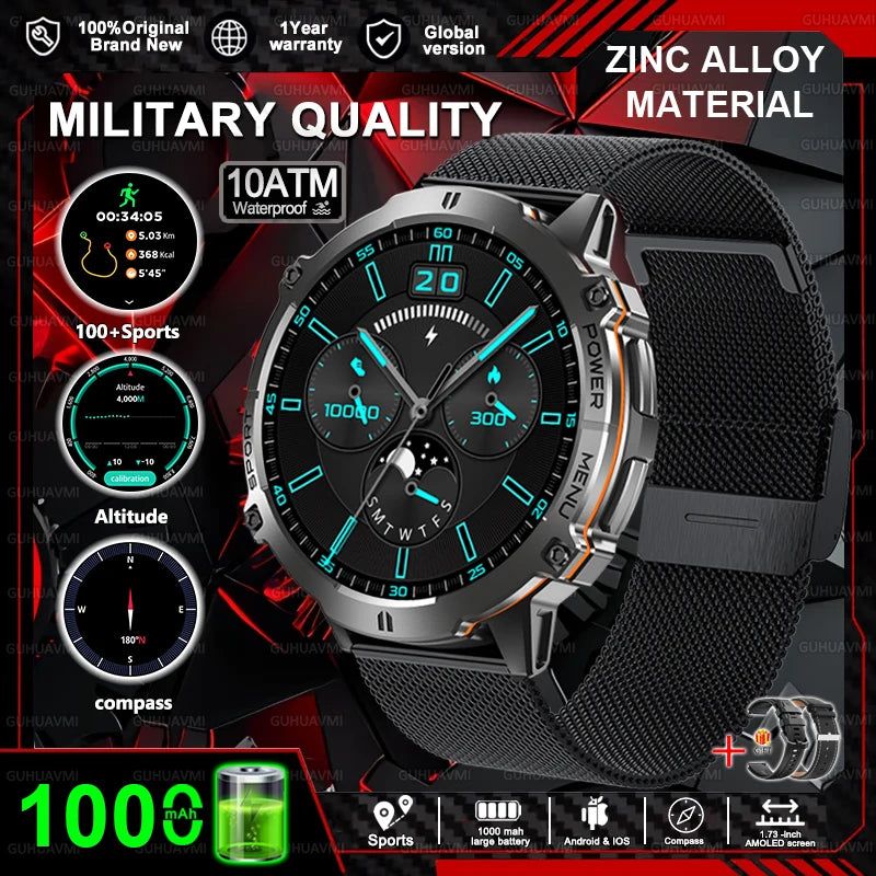 2025New T-Rex 3 GPS SmartWatch 1000mAh Battery AMOLED HD Men 10ATM&IP69K Waterproof Outdoor Fitness Military Call smart bracelet