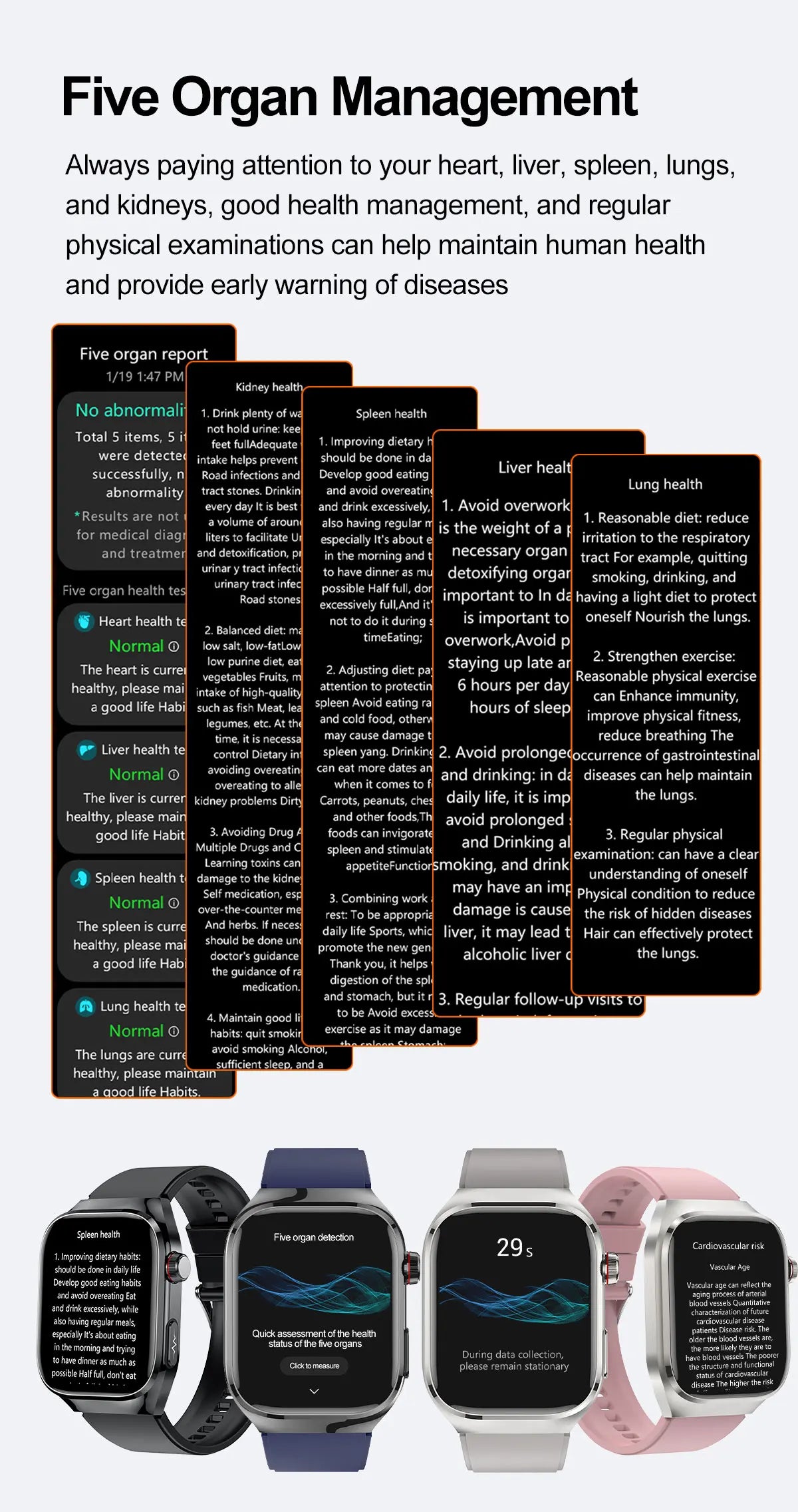 New Blood Pressure Uric Acid Body Fat Smartwatch Micro Physical Examination Five Organ Health Watches Bluetooth Call Smart Watch