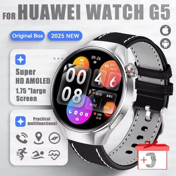 2025 New Watch G5 PlUS Smart Watch Men 1.75"AMOLED Screen GPS Track Compass Heart Rate Bluetooth Call SmartWatch For Android IOS