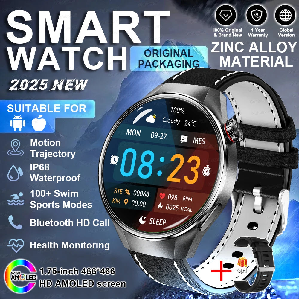 2025 New Watch G5 PlUS Smart Watch Men 1.75" HD AMOLED Screen GPS Track Heart Rate Bluetooth Call Compass SmartWatch