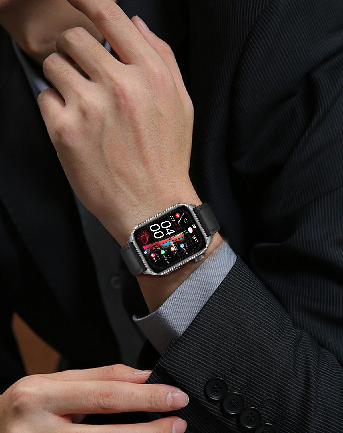 2025 New Laser therapy+ECG+HRV High-end Health Watch Men Body analysis Blood pressure lipids Uric acid Health Tracker Smartwatch