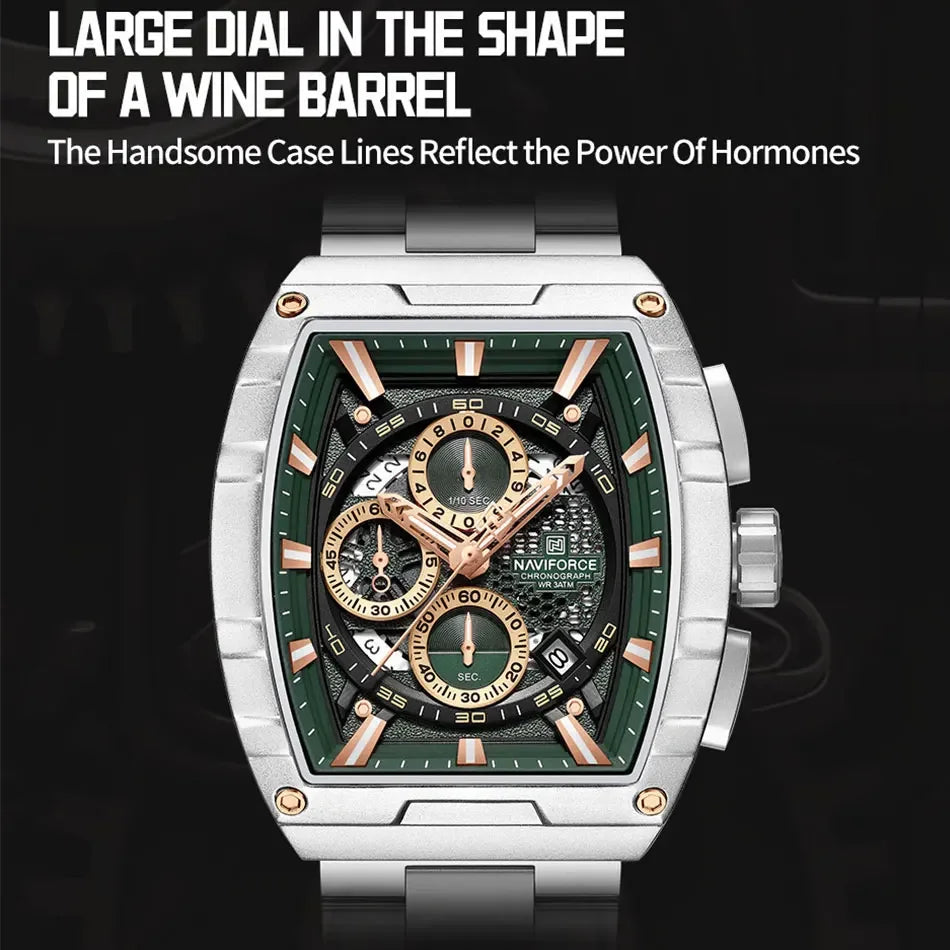 NAVIFORCE Top Brand Men's Watches Luxury Tonneau Quartz Wristwatch Waterproof Chronograph Watch for Men 2025 Auto Date Clock