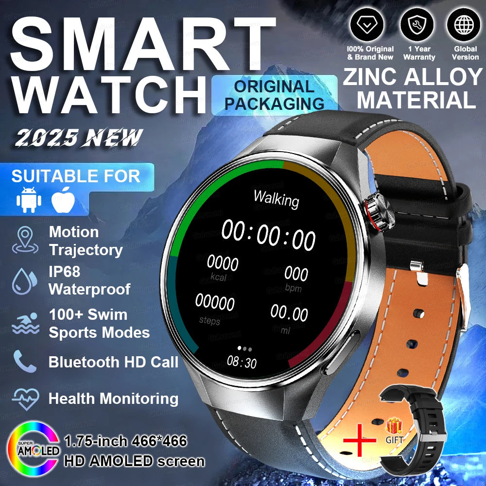 2025 New Watch G5 PlUS Smart Watch Men 1.75" HD AMOLED Screen GPS Track Heart Rate Bluetooth Call Compass SmartWatch
