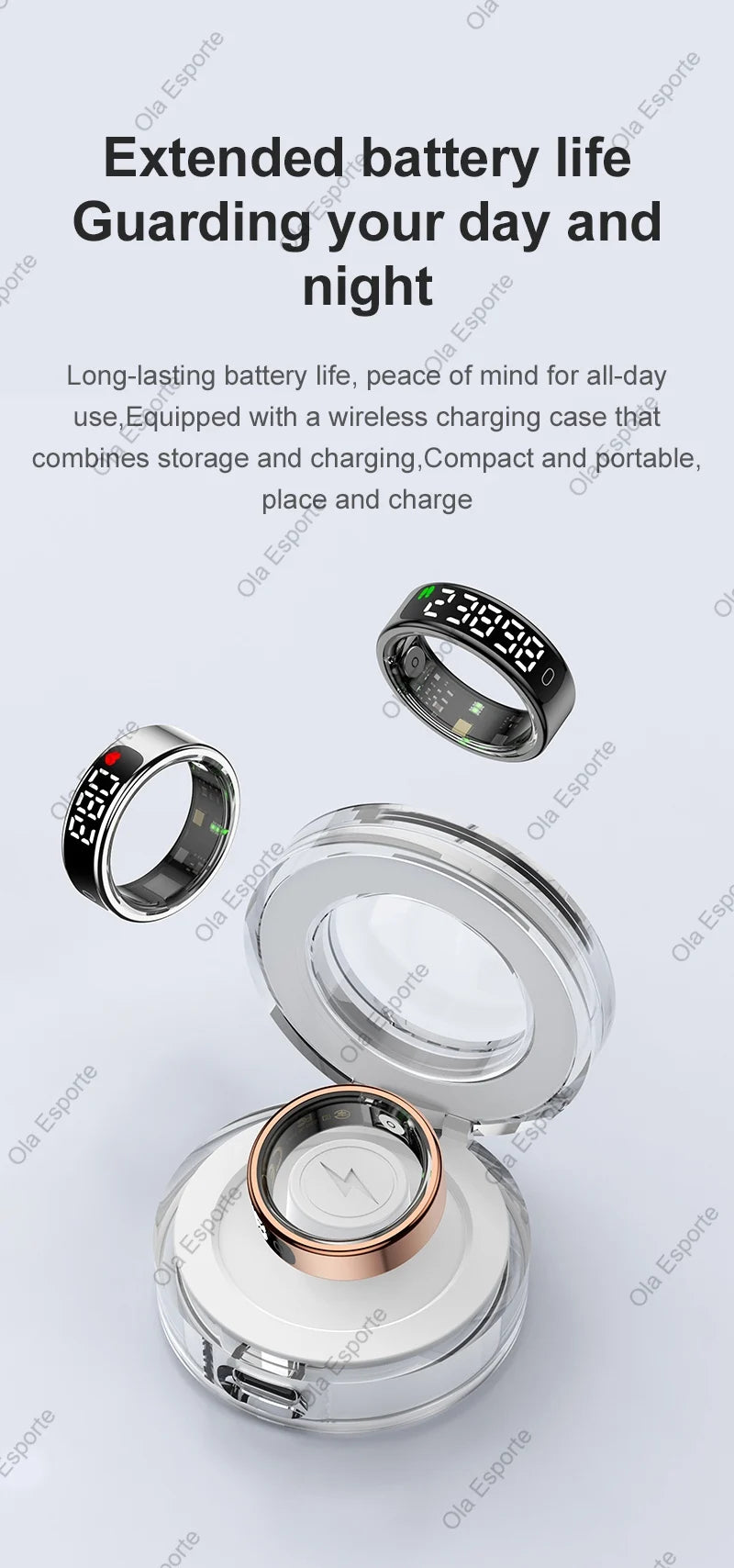 2025 Smart Ring with Display Screen and Touch, Wireless Charging Case,Health Manager, 5ATM Waterproof For Men Women R12 R13 Ring