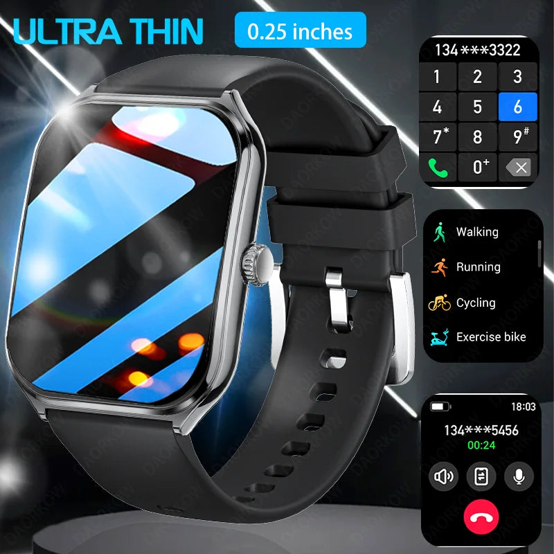 2025 Slim men's and women's smartwatch 1.96-inch AMOLED HD screen Motion track Bluetooth call IP67 waterproof for Huawei Xiaomi