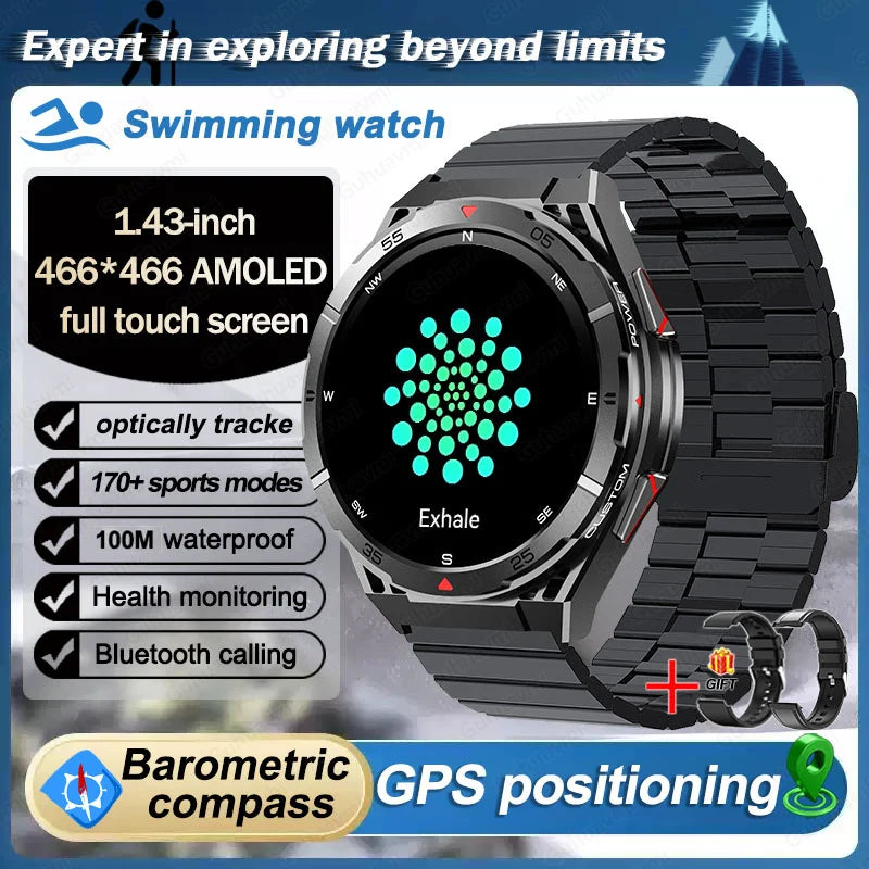 New Dual-band GPS 170+Sport SmartWatch Compass IP69 Professional Waterproof Swim Bluetooth Call Smart Watches For Man Women 2025