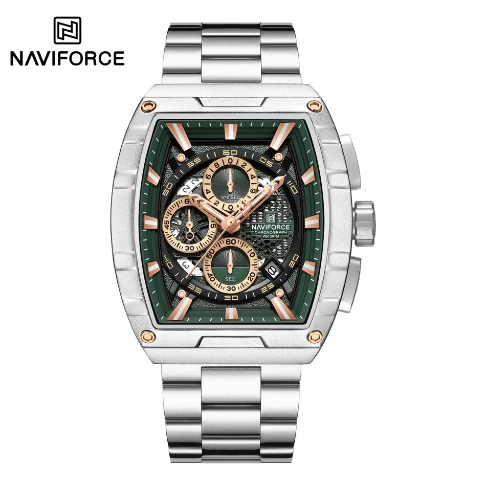 NAVIFORCE Top Brand Men's Watches Luxury Tonneau Quartz Wristwatch Waterproof Chronograph Watch for Men 2025 Auto Date Clock