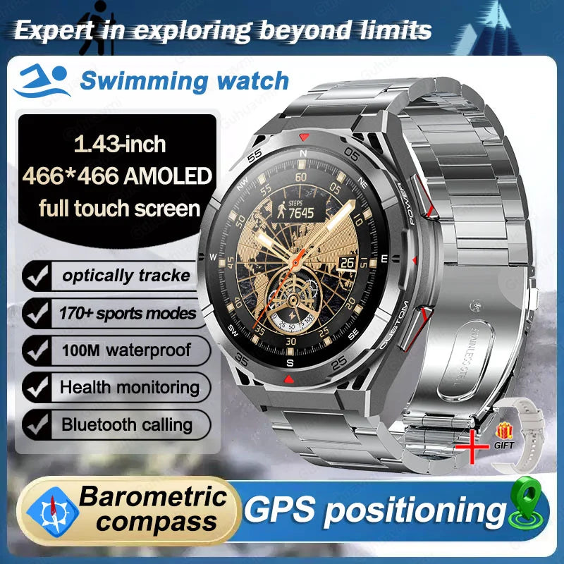New Dual-band GPS 170+Sport SmartWatch Compass IP69 Professional Waterproof Swim Bluetooth Call Smart Watches For Man Women 2025