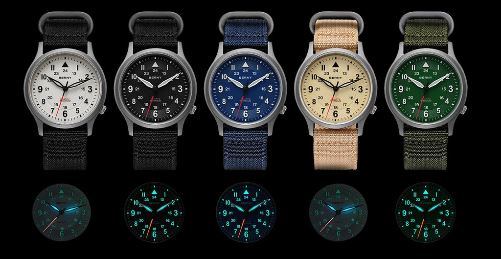 BERNY Titanium Watches for Men Super Luminous Sapphire Field Pilot Men's Watch Outdoor Quartz Wristwatch Lightweight 5ATM