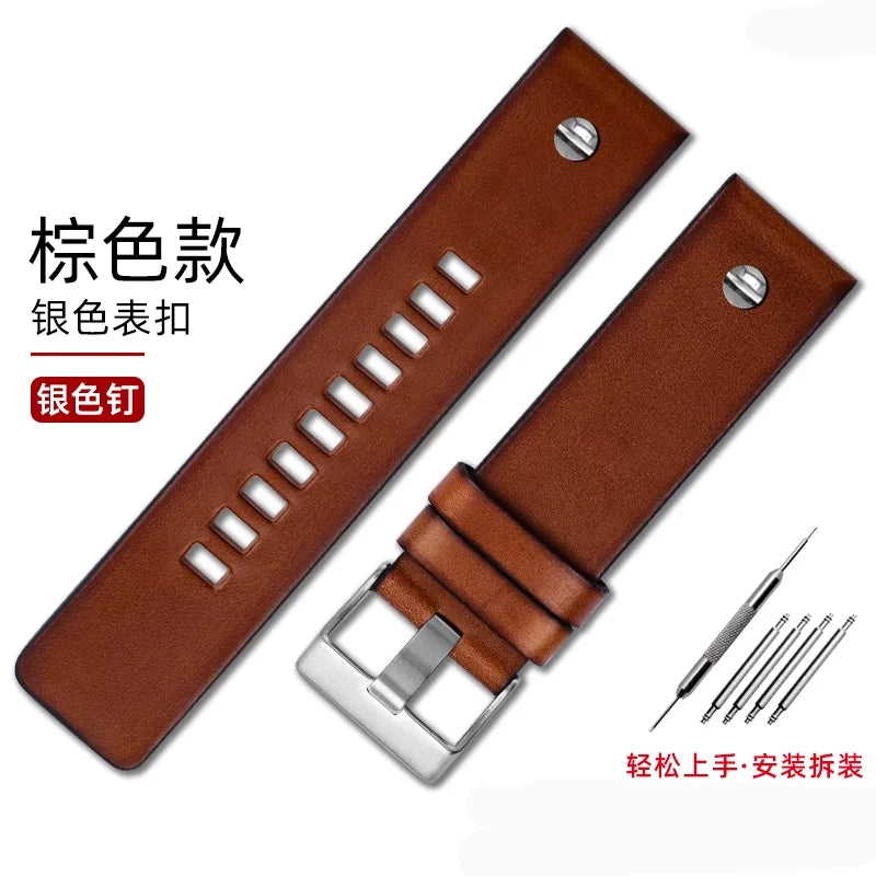 Genuine Leather watch strap For Diesel Dz7406 Dz7408 Dz4476 Dz4343 Cowhide WatchBand wristband bracelet Accessories 22 24mm 26mm