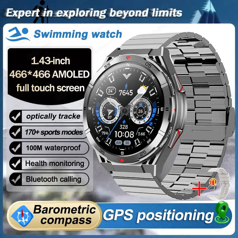 New Dual-band GPS 170+Sport SmartWatch Compass IP69 Professional Waterproof Swim Bluetooth Call Smart Watches For Man Women 2025