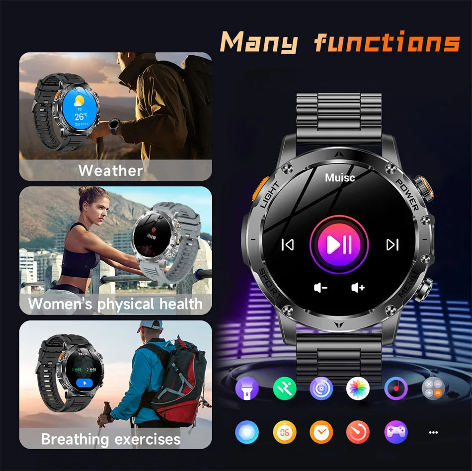 T-Rex 3 Military Grade 1000mAh Battery Smart Watch IP68 Waterproof GPS Bluetooth call AMOLED HD Men Sports 2025 New Smartwatch