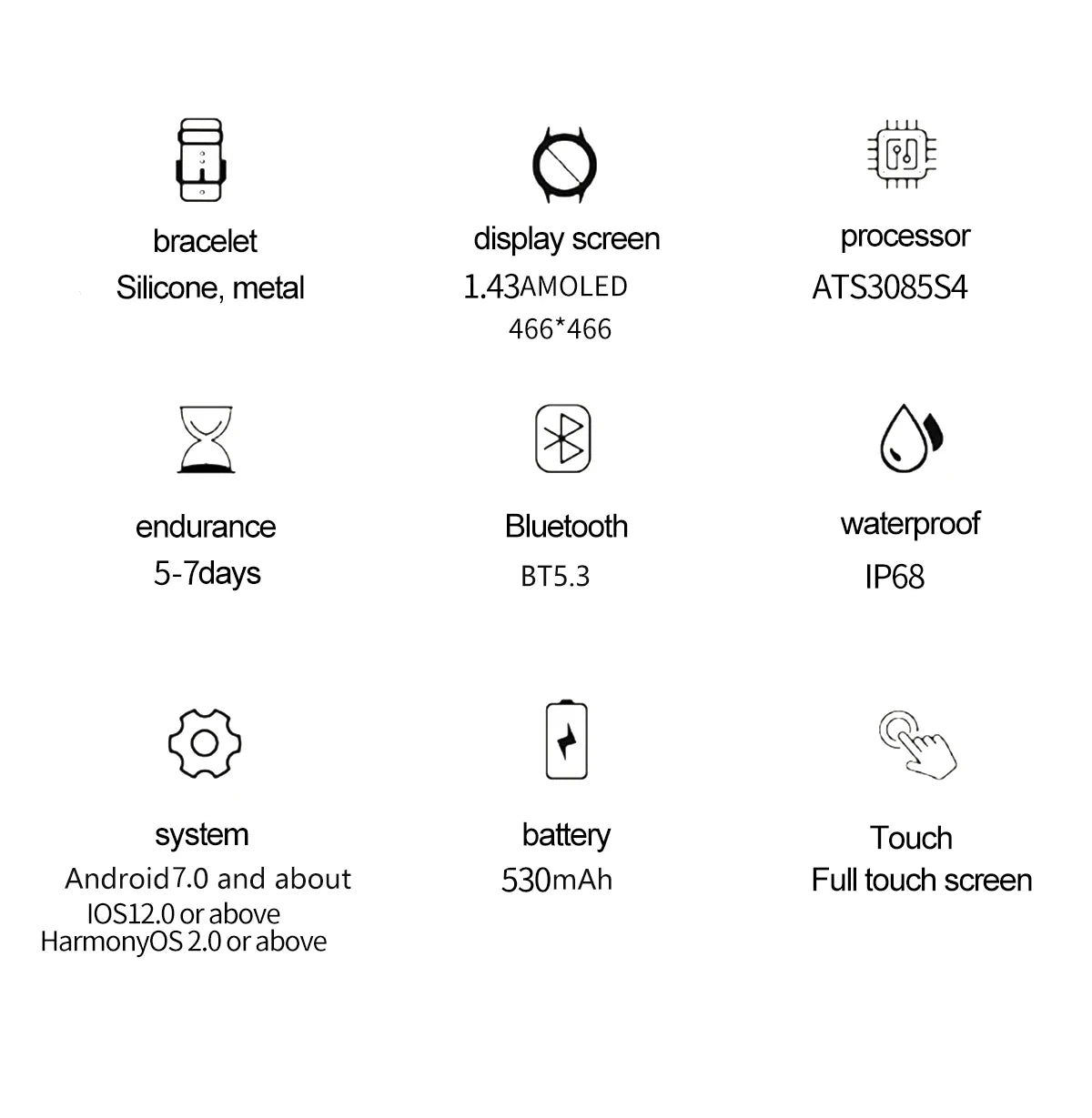 2025New Smart Watch Built-in GPS Positioning AMOLED Screen1.43-inch Heart Rate Blood Oxygen IP68 NFC Barometer Gauge Smartwatch