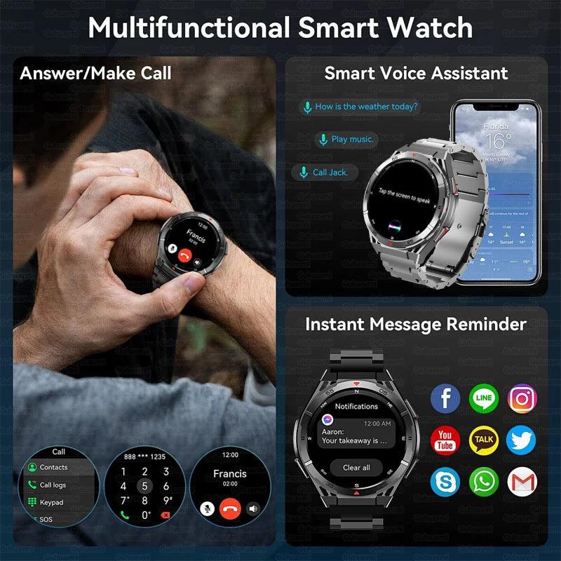 New Dual-band GPS 170+Sport SmartWatch Compass IP69 Professional Waterproof Swim Bluetooth Call Smart Watches For Man Women 2025