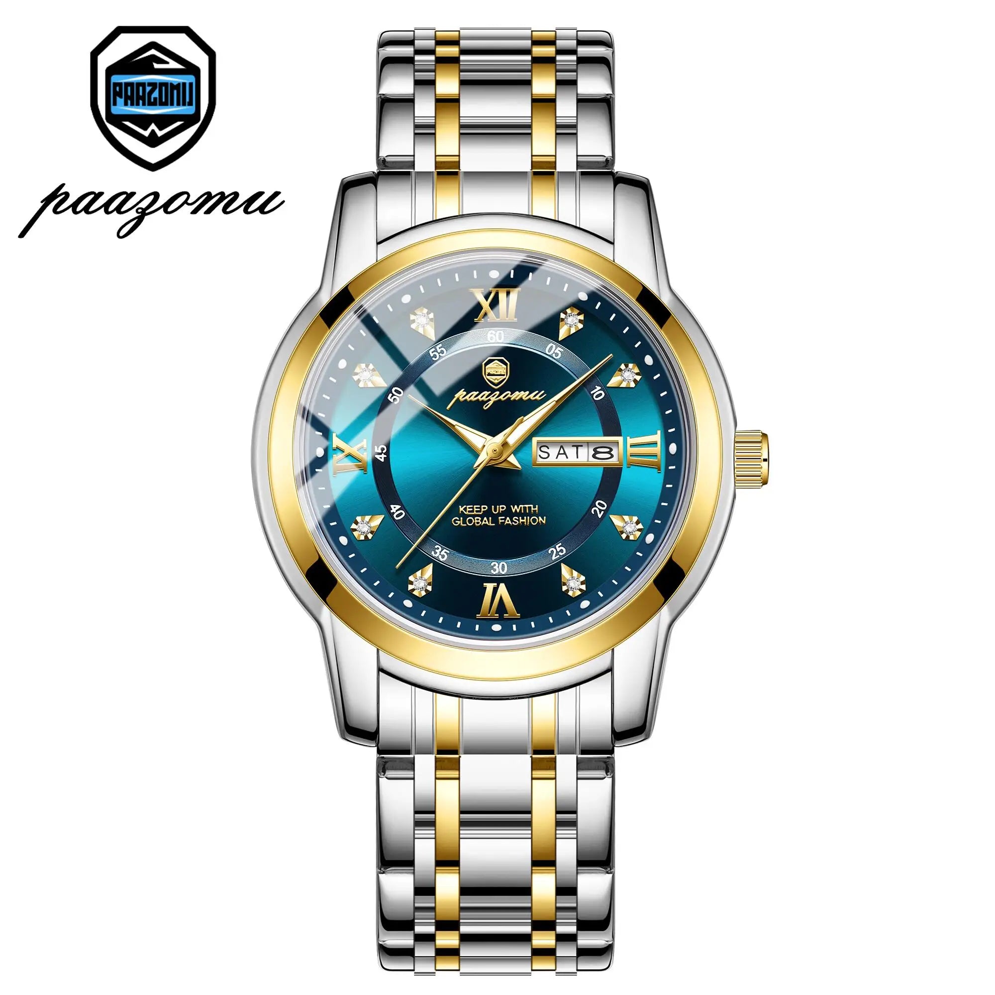 POEDAGAR Business Men Watch Date Week Waterproof Luminous Luxury Man Wristwatch Sports Stainless Steel Men's Quartz Watches Male