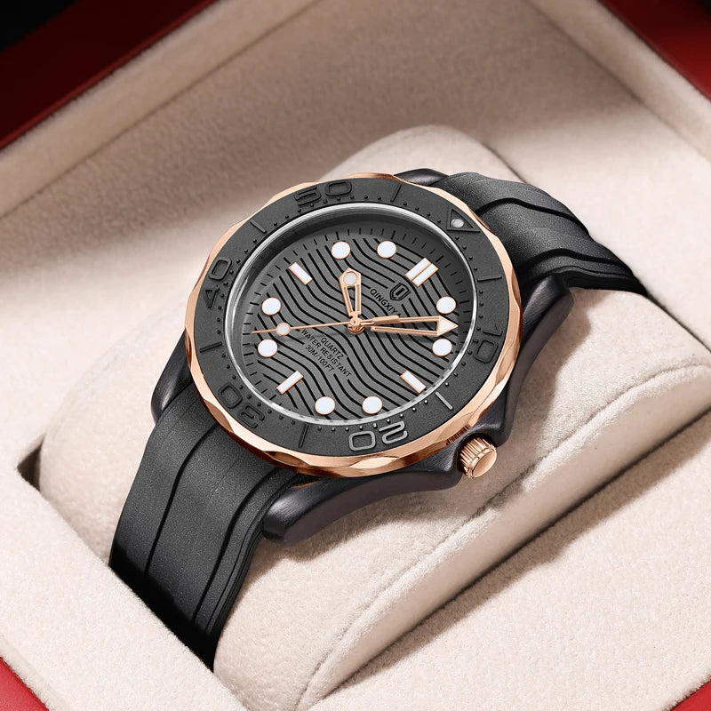 QINGXIYA Mens Watches Top Brand Luxury Watch Men Silicone Military Sports Waterproof Date Quartz Watch For Men Relogio Masculino