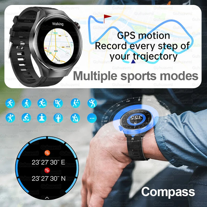 2025 New Watch G5 PlUS Smart Watch Men 1.75" HD AMOLED Screen GPS Track Heart Rate Bluetooth Call Compass SmartWatch