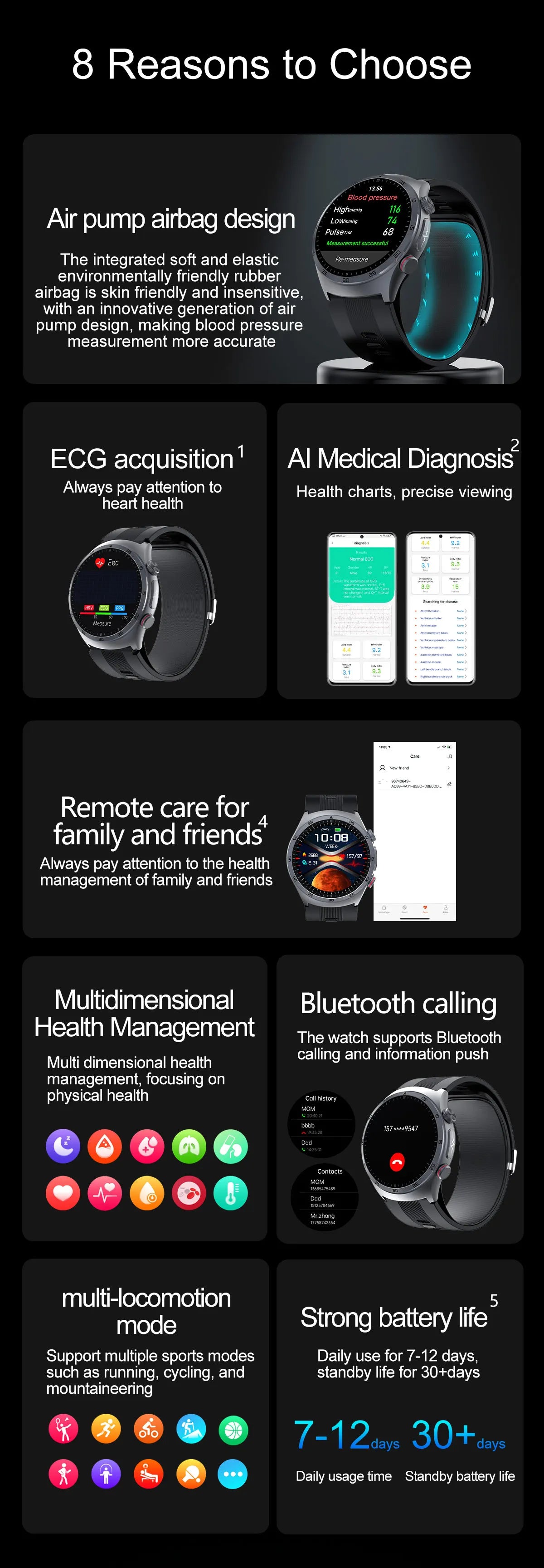 Airbag Smart Watch For huawei 2025 New health watch mens air Pump True Accurately Blood Pressure watches Uric Acid Blood Lipids