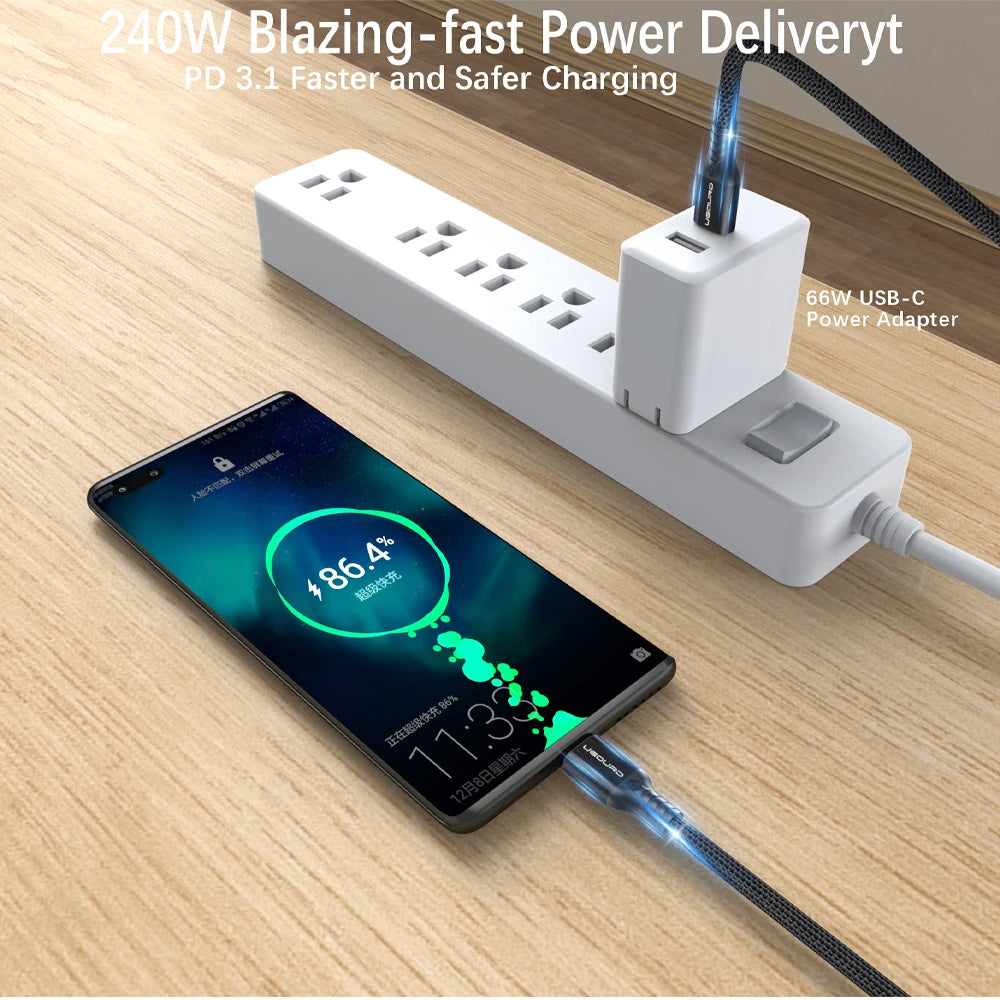 Full function 20Gbps Type C Cable USB3.2 gen2 *2 USB C 20G Data Transfer Cord USB 3 240W Fast Charge Cable 4K For Hub MacBook 3m