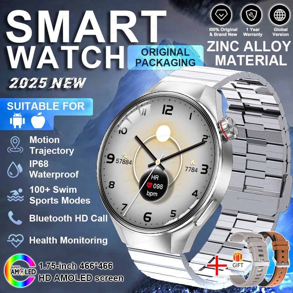 2025 New Watch G5 PlUS Smart Watch Men 1.75" HD AMOLED Screen GPS Track Heart Rate Bluetooth Call Compass SmartWatch