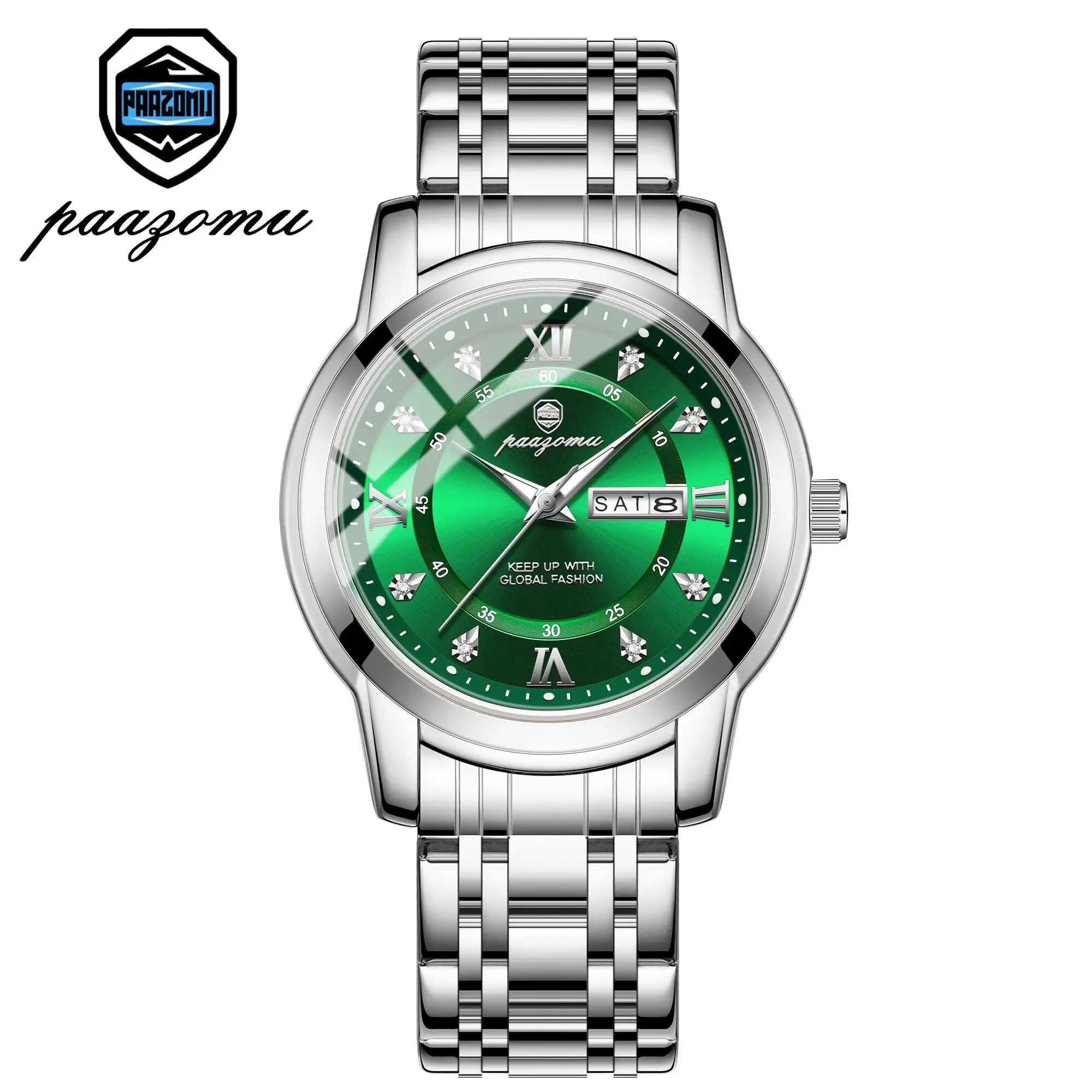 POEDAGAR Business Men Watch Date Week Waterproof Luminous Luxury Man Wristwatch Sports Stainless Steel Men's Quartz Watches Male