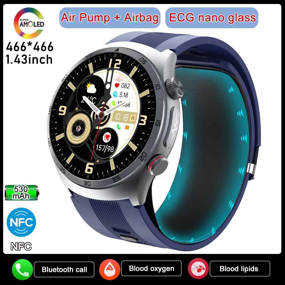 Airbag Smart Watch For huawei 2025 New health watch mens air Pump True Accurately Blood Pressure watches Uric Acid Blood Lipids