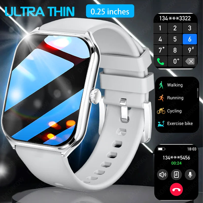 2025 Slim men's and women's smartwatch 1.96-inch AMOLED HD screen Motion track Bluetooth call IP67 waterproof for Huawei Xiaomi