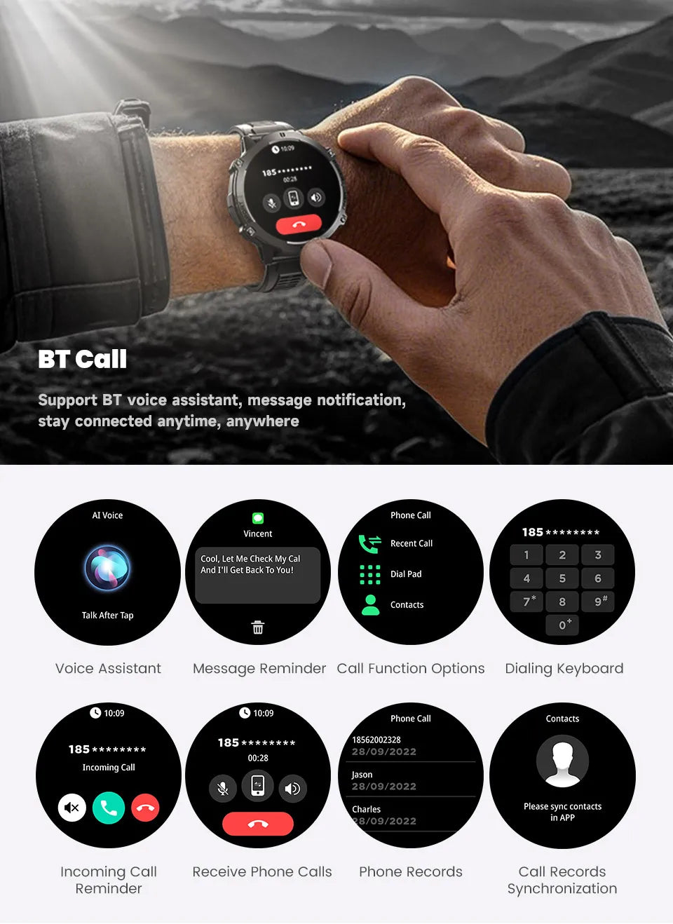 2025New T-Rex 3 GPS SmartWatch 1000mAh Battery AMOLED HD Men 10ATM&IP69K Waterproof Outdoor Fitness Military Call smart bracelet