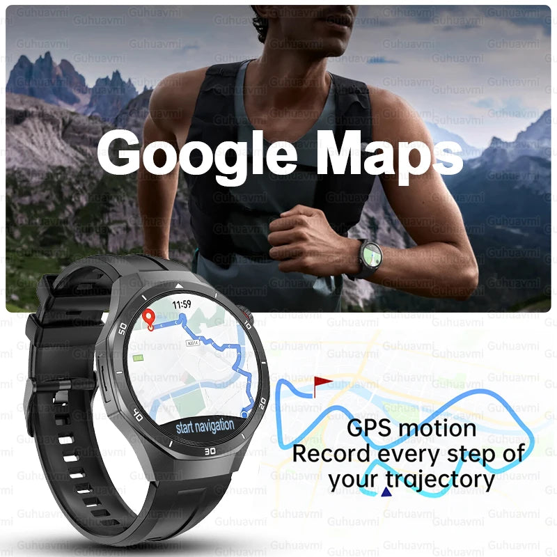2025 New Smart Watch Men AMOLED Screen 4GB Memory Music Player GPS Sports Fitness Tracker IP68 Waterproof Smartwatches