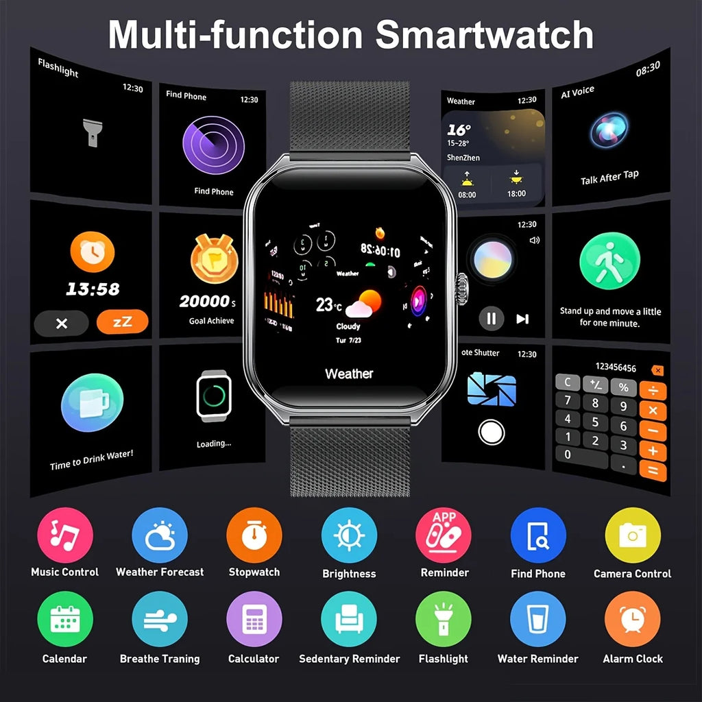 2025 Slim men's and women's smartwatch 1.96-inch AMOLED HD screen Motion track Bluetooth call IP67 waterproof for Huawei Xiaomi