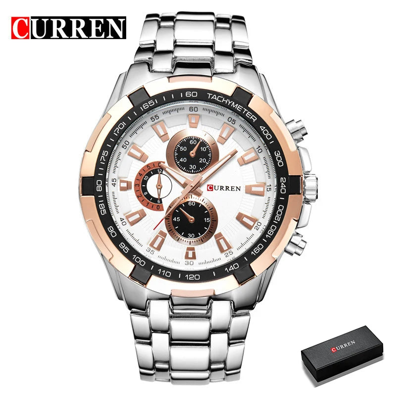2022 CURREN Top Brand Quartz Watch Men Waterproof Sport Military Wristwatch Men Business Stainless Steel Male Clock Reloj Hombre