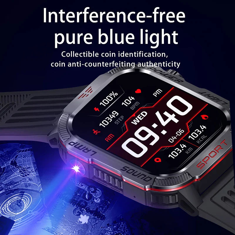 NNEOBA LED Flashlight Smart Watch Black