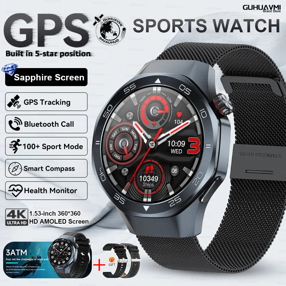 2025 New Watch5 GPS Sports Smart Watch 1.53-inch Sapphire Glass HD Screen Compass Heart Rate Bluetooth Call Smartwatch Men Women
