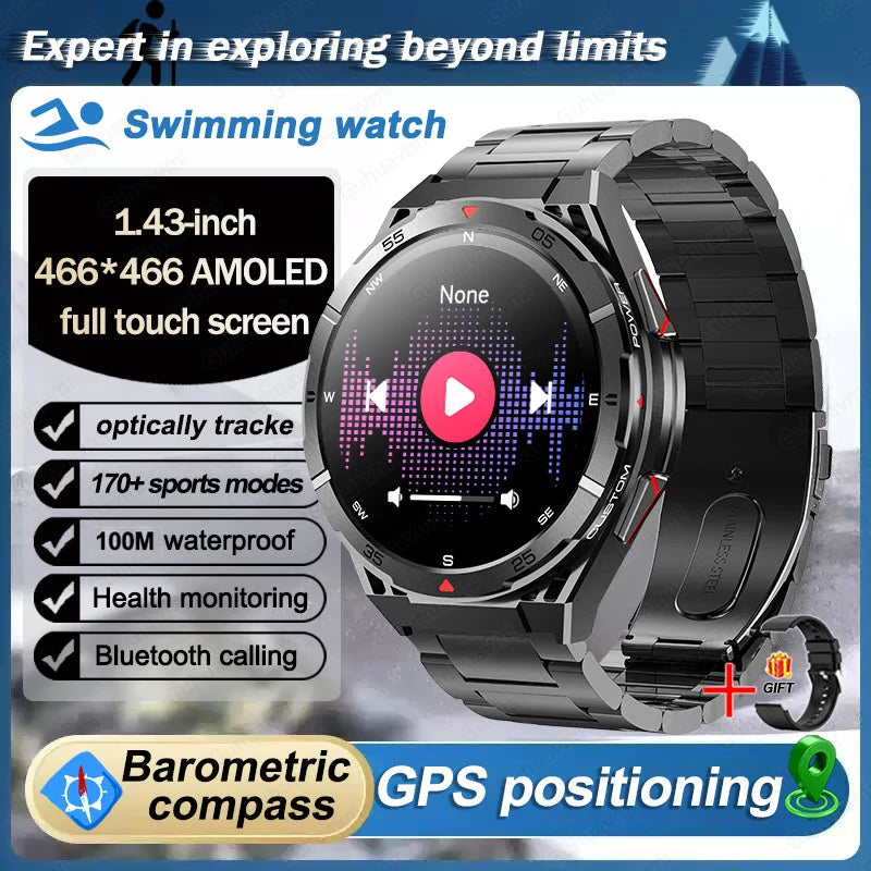 New Dual-band GPS 170+Sport SmartWatch Compass IP69 Professional Waterproof Swim Bluetooth Call Smart Watches For Man Women 2025