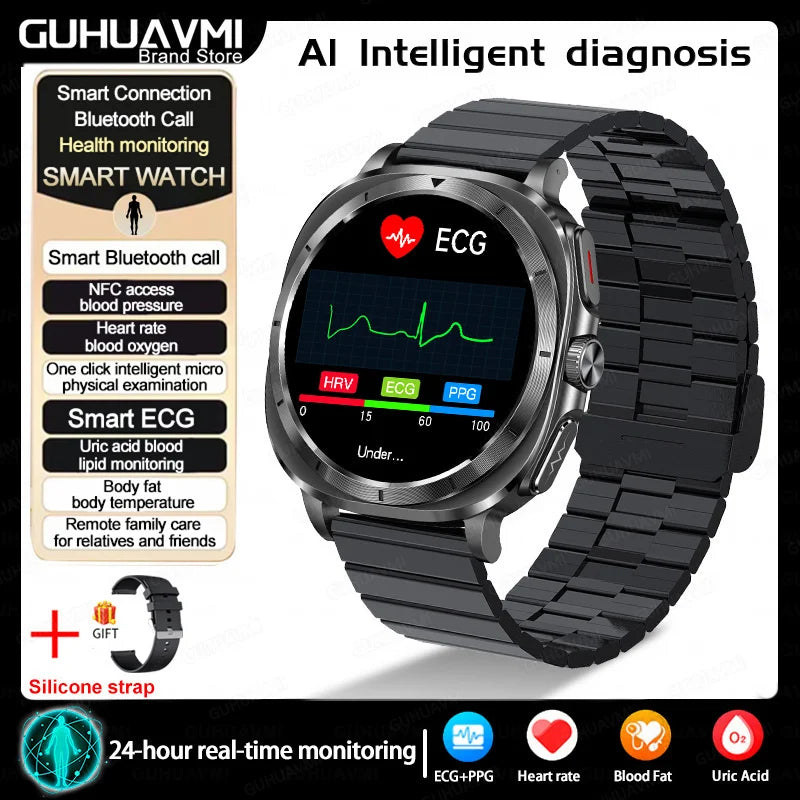2025 New For XIAOMI Health Watch Uric Acid Blood Pressure Blood oxygen Body Analysis Body Fat SmartWatch ECG+PPG Clock Women Men