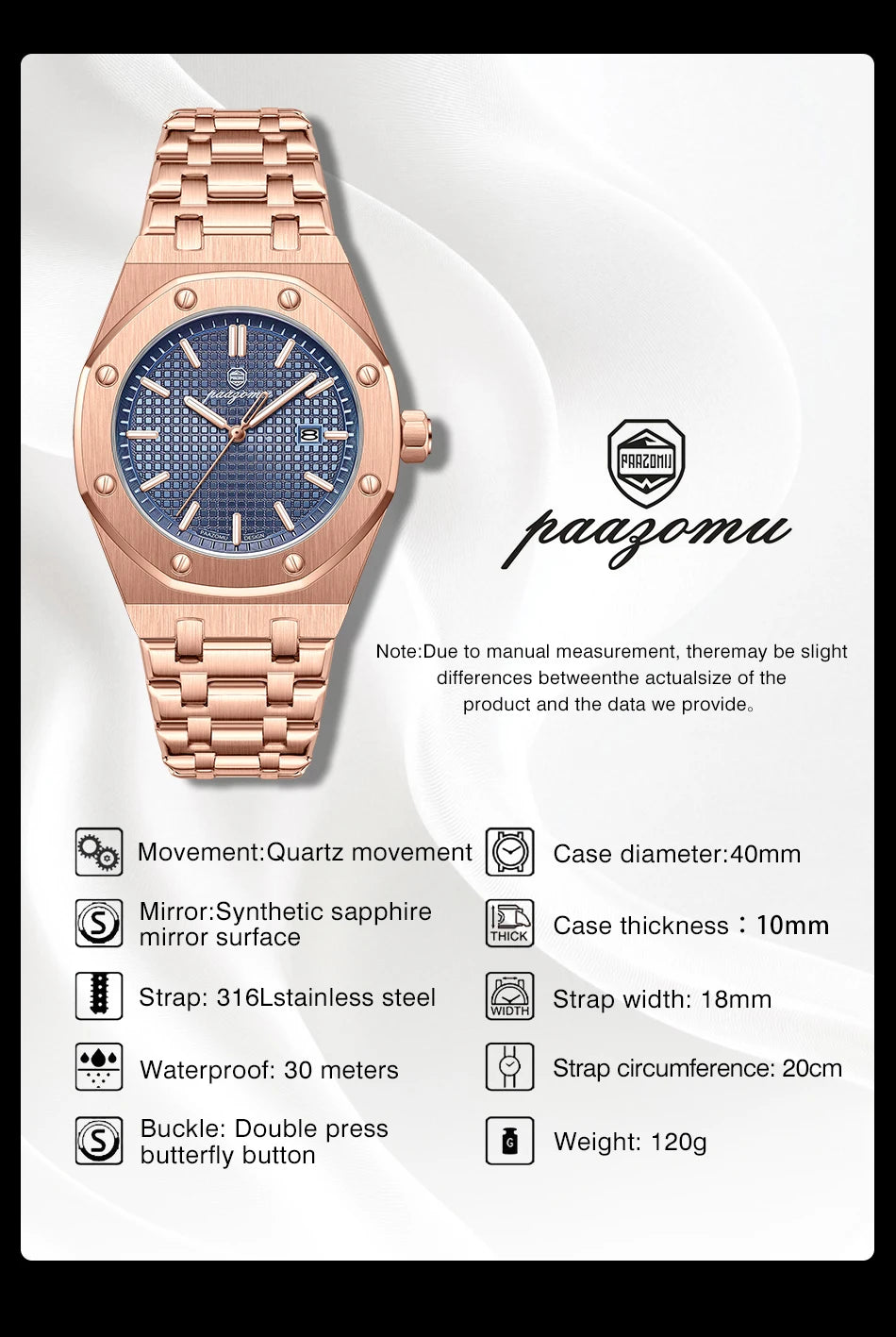 PAAZOMU Top Luxury Man Watch Waterproof Luminous Date Men Watch Stainless Steel Male Clock Sport Fashion Men's Quartz Watches