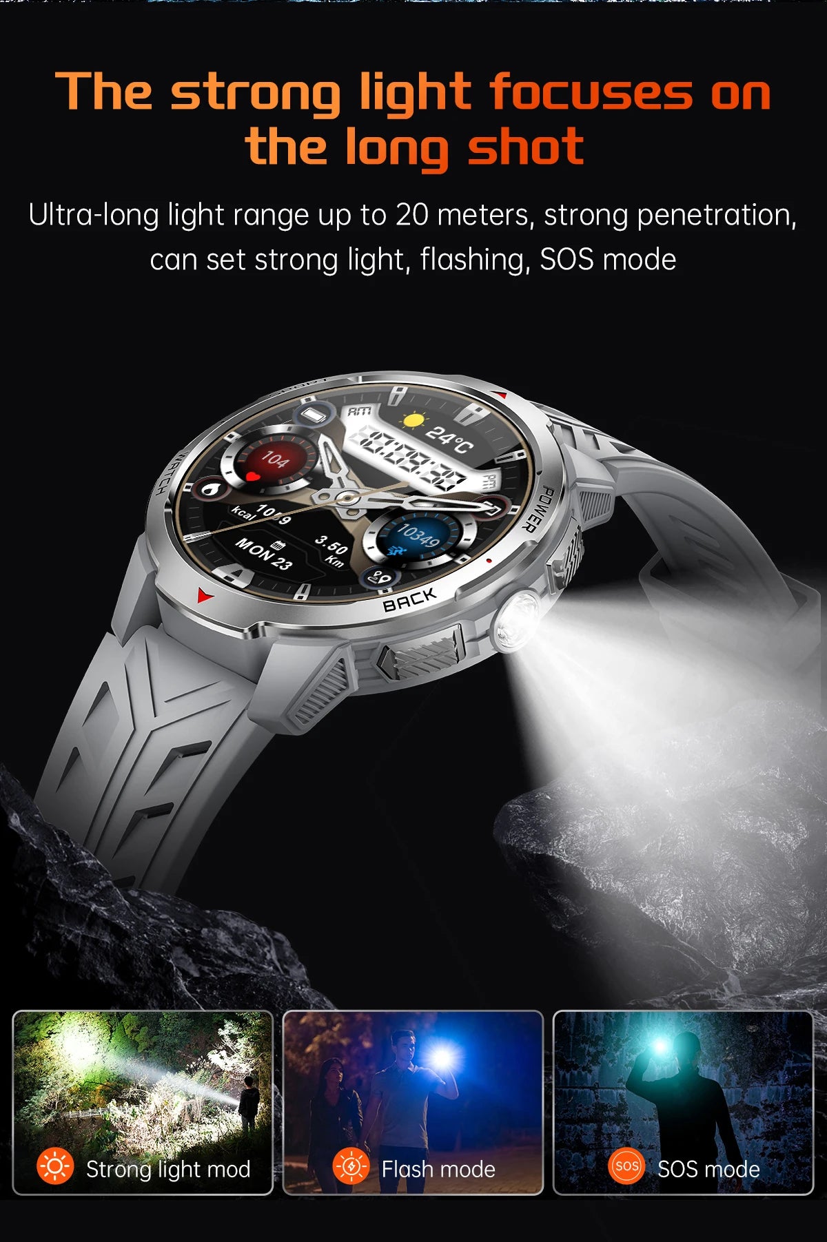 LIGE New Smart Watch Men 1100mah Large Capacity Battery Compass Outdoor 3ATM Waterproof Sports Fitness Bluetooth Call Smartwatch