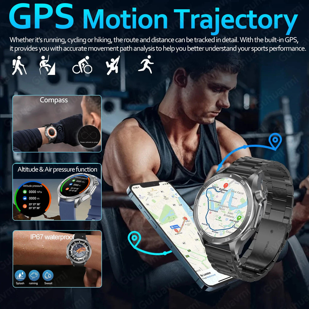 2025New For OPPO Watch X2 Smart Watch Men GPS Track Compass AMOLED Screen Bluetooth Call Heart Rate IP68 Waterproof Smartwatches