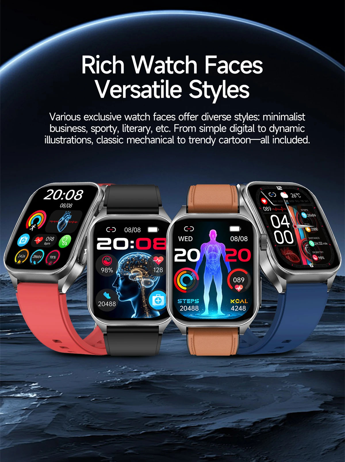 2025 New Laser therapy+ECG+HRV High-end Health Watch Men Body analysis Blood pressure lipids Uric acid Health Tracker Smartwatch