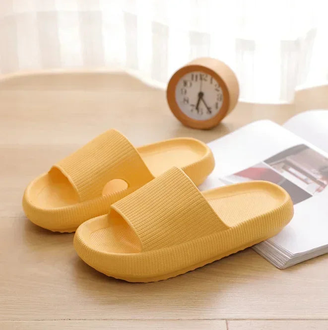 EVA Beach Slippers Thick Sole 4cm Cloud-Like Comfort Home Use Couple Height Increasing Indoor Solid Color Summer Sandals
