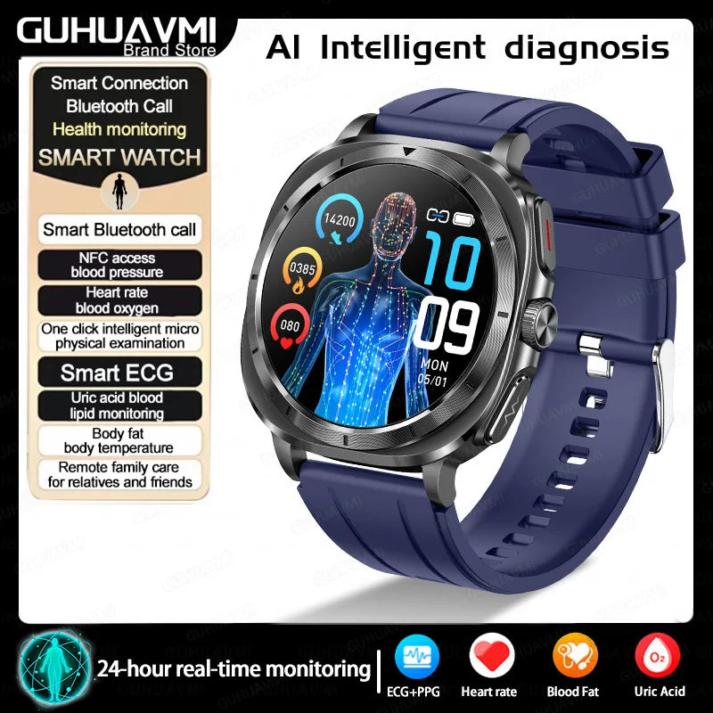 2025 New For XIAOMI Health Watch Uric Acid Blood Pressure Blood oxygen Body Analysis Body Fat SmartWatch ECG+PPG Clock Women Men
