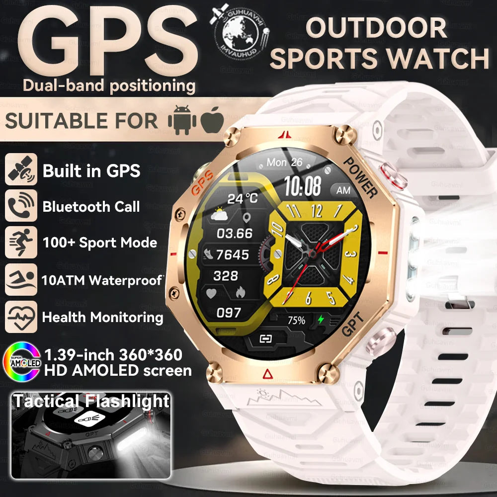2025New T-Rex 3Ultra Outdoors GPS Smart Watch 10ATM IP68 Waterproof Tactical Flashlight Compass Outdoor sport high-end watch Men