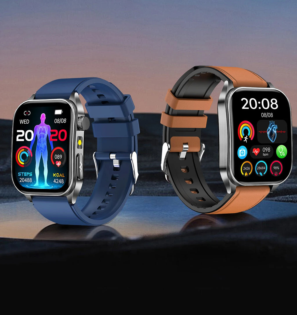 2025 New Laser therapy+ECG+HRV High-end Health Watch Men Body analysis Blood pressure lipids Uric acid Health Tracker Smartwatch