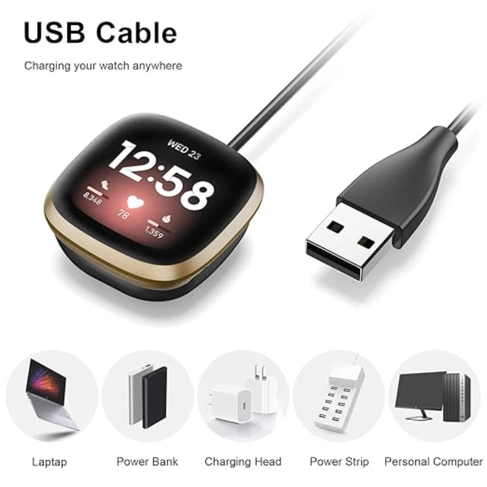 For Fitbit Sense/Sense 2/Versa 4/Versa 3 Charger USB Charger Smart watch Charging  Cable Replacement Charger 3.3ft