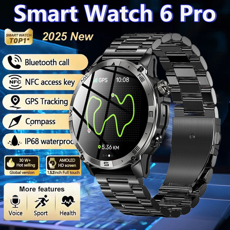 2025New Smart Watch Built-in GPS Positioning AMOLED Screen1.43-inch Heart Rate Blood Oxygen IP68 NFC Barometer Gauge Smartwatch