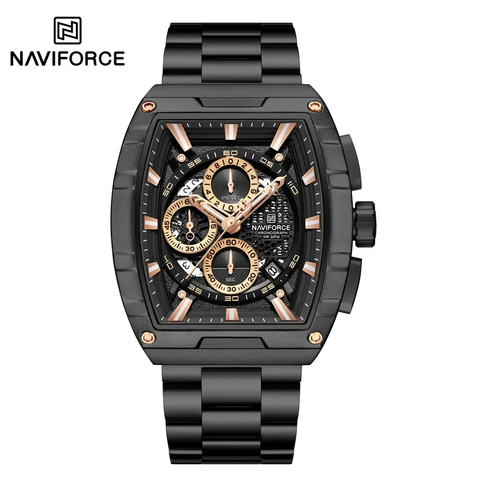 NAVIFORCE Top Brand Men's Watches Luxury Tonneau Quartz Wristwatch Waterproof Chronograph Watch for Men 2025 Auto Date Clock