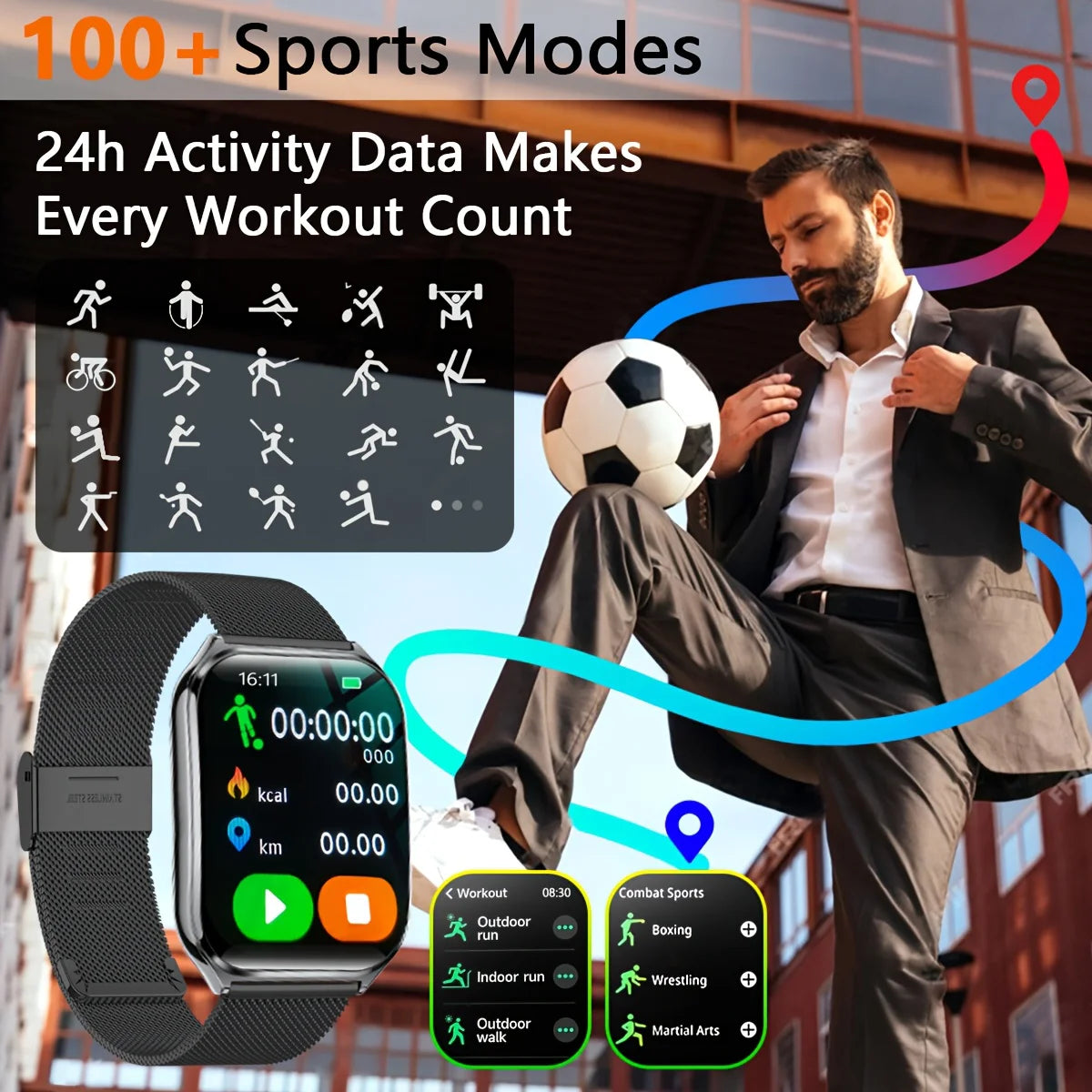 2025 Slim men's and women's smartwatch 1.96-inch AMOLED HD screen Motion track Bluetooth call IP67 waterproof for Huawei Xiaomi